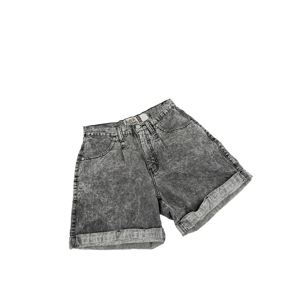 Sasson Denim Shorts Women Size 6 Gray Acid Wash High Waisted Mom Cuffed Vintage